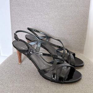 Stuart Weitzman Operetta black patent leather sandals, Size 9